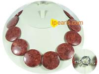 30mm coin-shape red coral jewelry necklace